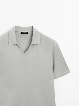 Поло с v-образным вырезом из хлопка massimo dutti- Заказать в России