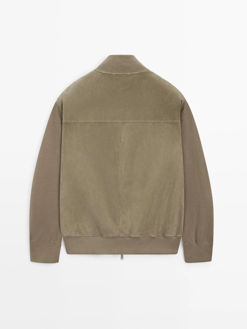 Куртка из контрастной вязки и замши