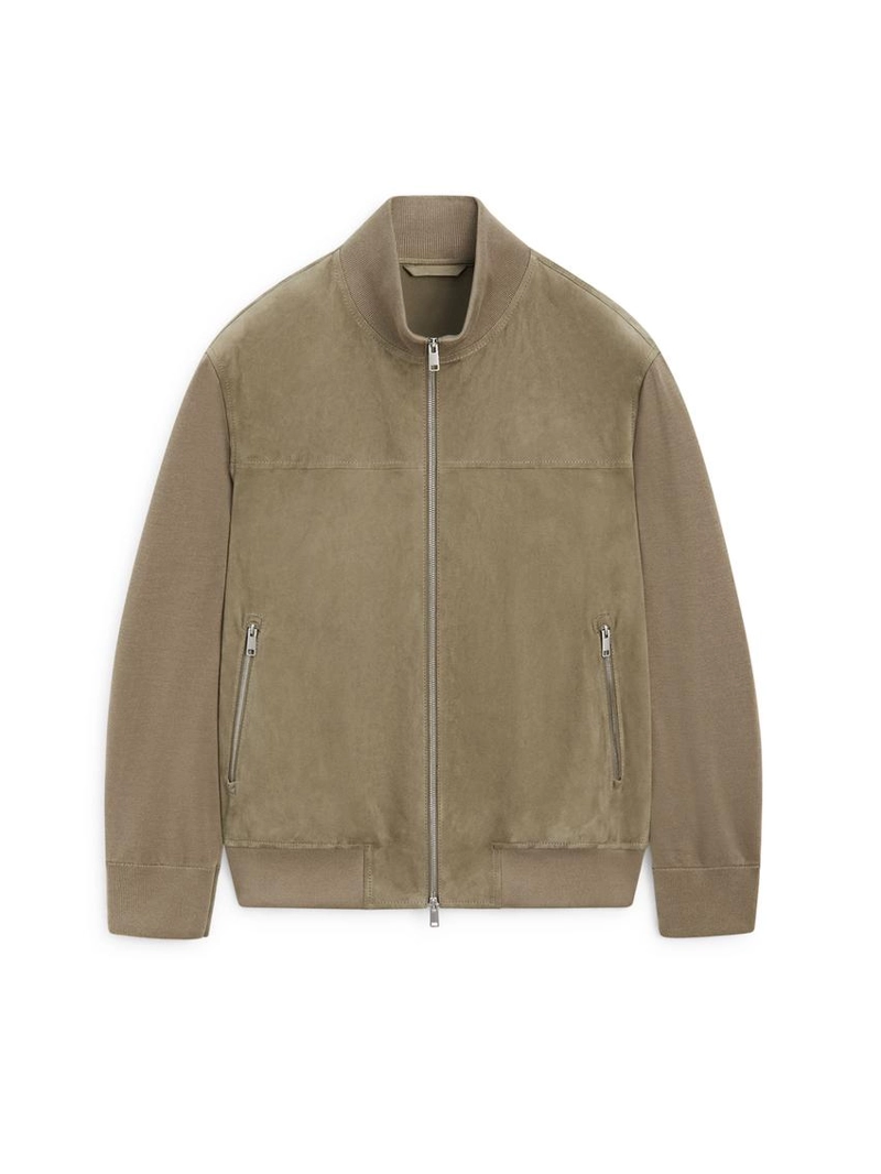 Куртка из контрастной вязки и замши