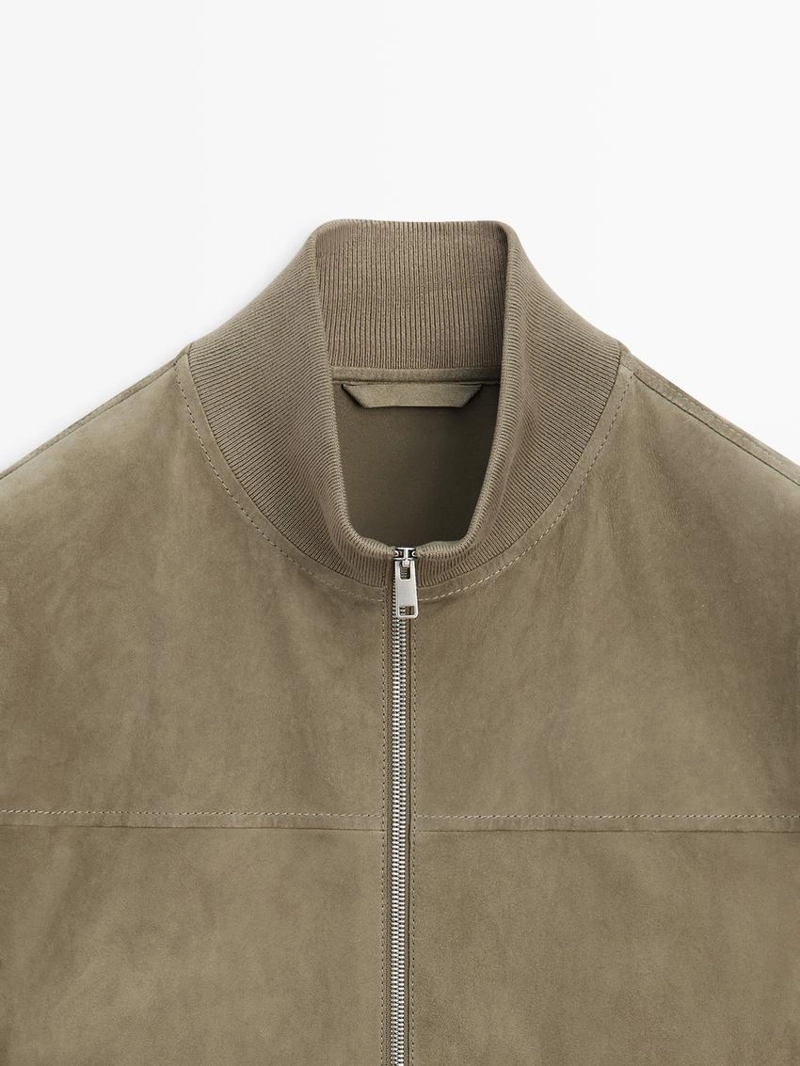 Куртка из контрастной вязки и замши