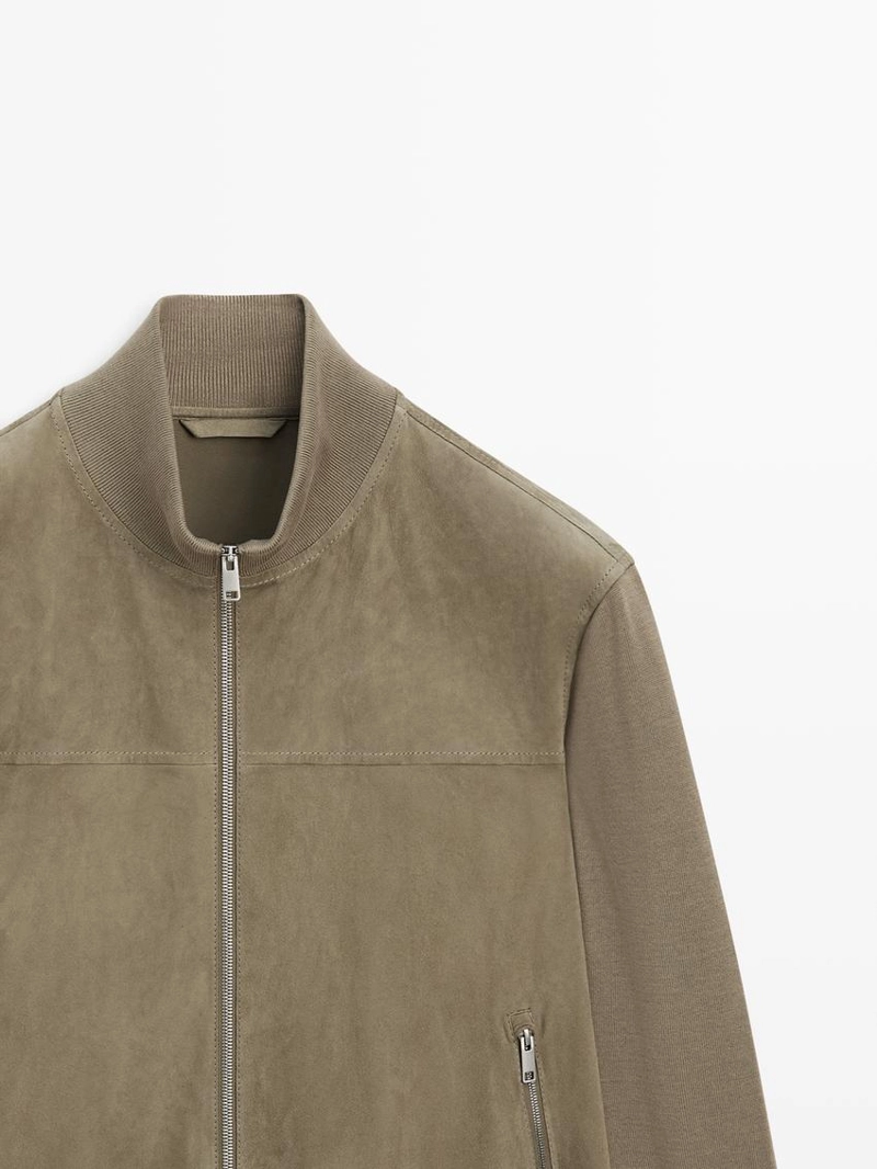 Куртка из контрастной вязки и замши