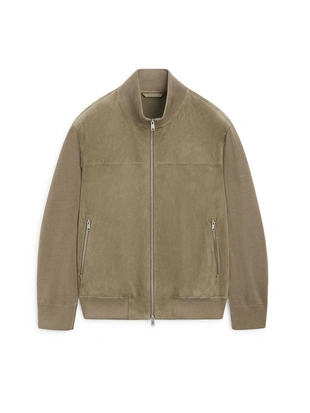 Куртка из контрастной вязки и замши- Заказать в России