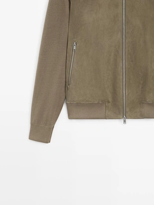 Куртка из контрастной вязки и замши- Заказать в России