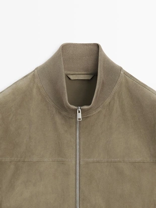 Куртка из контрастной вязки и замши- Заказать в России