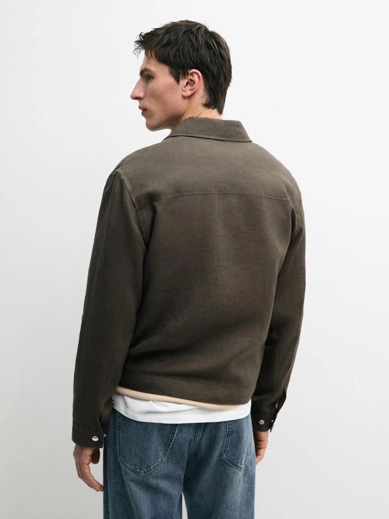 Пиджак из 100% льна с деталями на воротнике