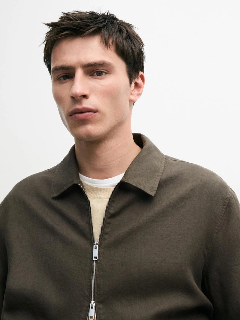 Пиджак из 100% льна с деталями на воротнике