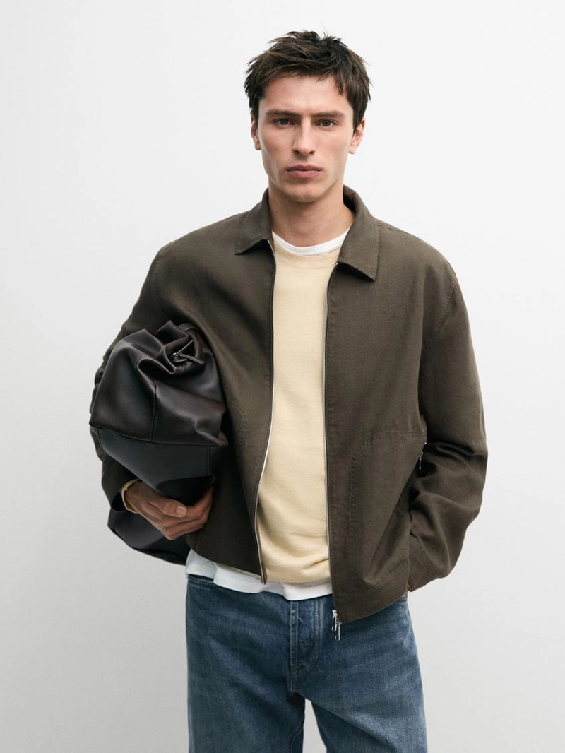 Пиджак из 100% льна с деталями на воротнике