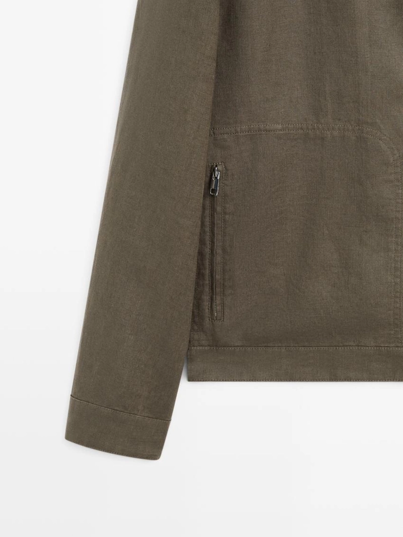 Пиджак из 100% льна с деталями на воротнике