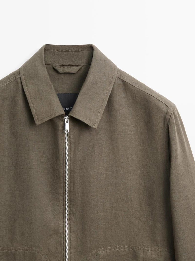 Пиджак из 100% льна с деталями на воротнике