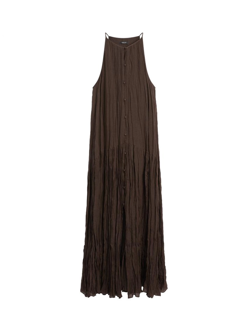 Платье миди с плиссированной отделкой и пуговицами