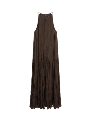 Платье миди с плиссированной отделкой и пуговицами- Заказать в России