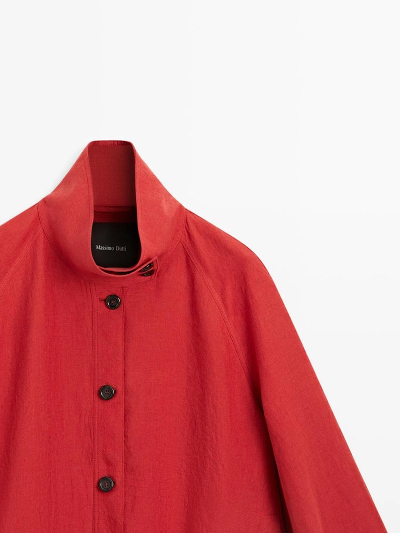 Льняная объемная бомбер-куртка