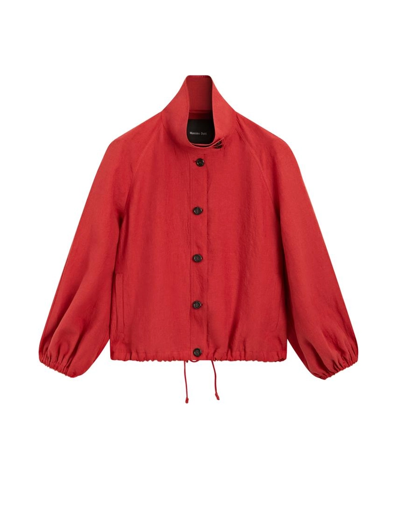 Льняная объемная бомбер-куртка