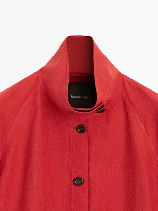 Льняная объемная бомбер-куртка- Заказать в России