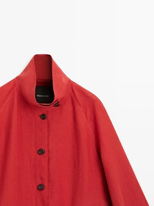 Льняная объемная бомбер-куртка- Заказать в России