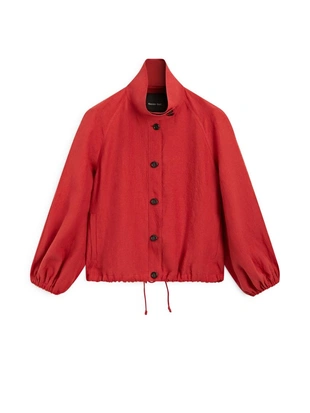 Льняная объемная бомбер-куртка- Заказать в России