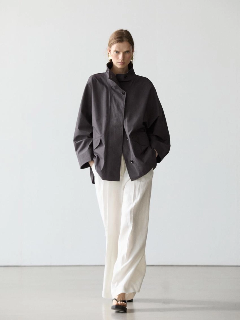 Короткий хлопковый плащ-жакет