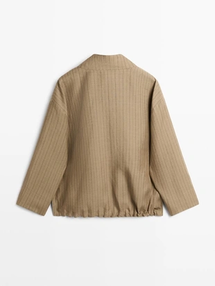 Бомбер из полосатой льняной смеси- Заказать в России