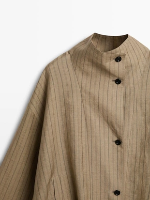 Бомбер из полосатой льняной смеси- Заказать в России