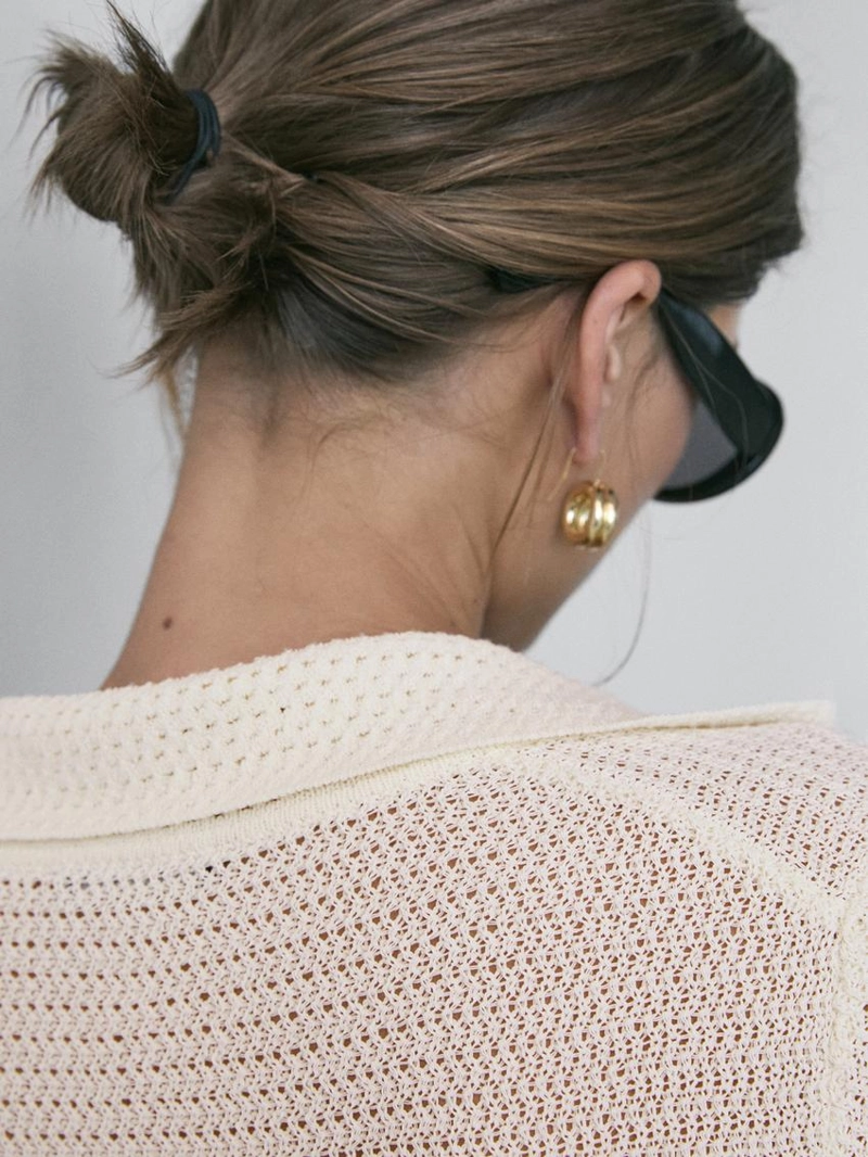 Поло из вязаного хлопкового микса в полоску