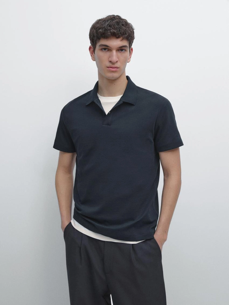 Поло из хлопково-вискозной смеси с коротким рукавом