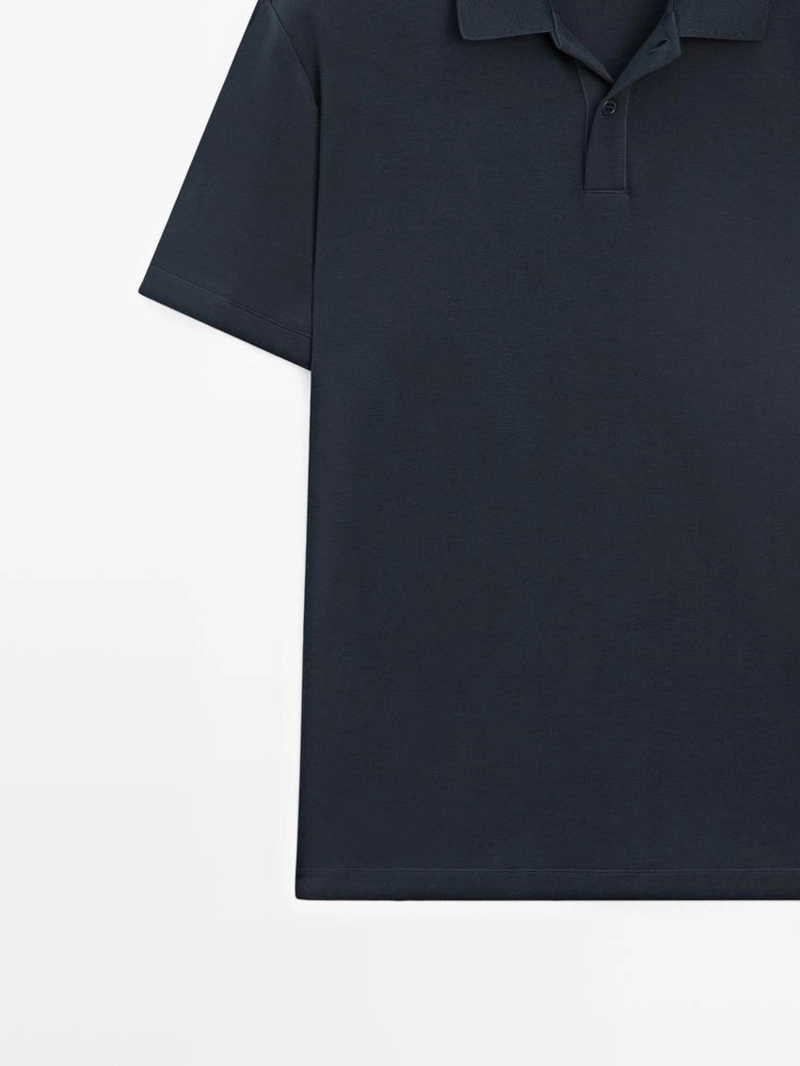 Поло из хлопково-вискозной смеси с коротким рукавом