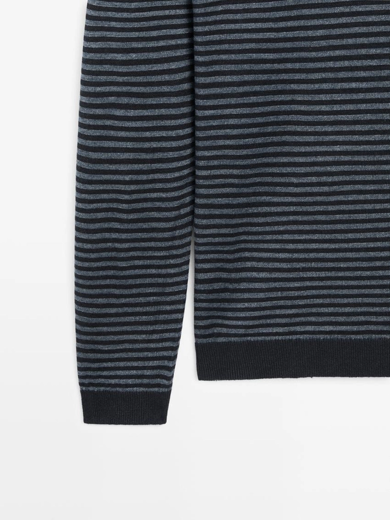 Льняной свитер с полосатыми деталями