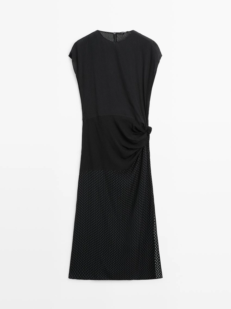 Длинное платье с принтом и деталью узла