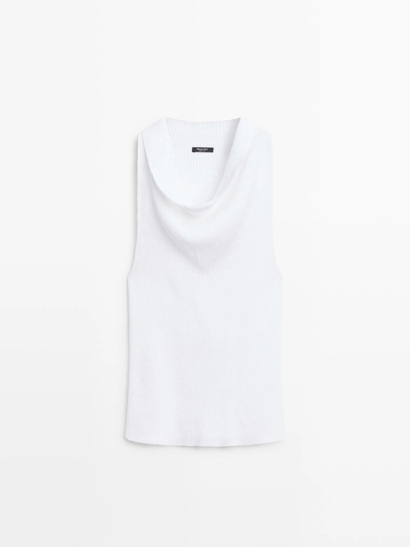 Хлопковый топ с драпированным вырезом