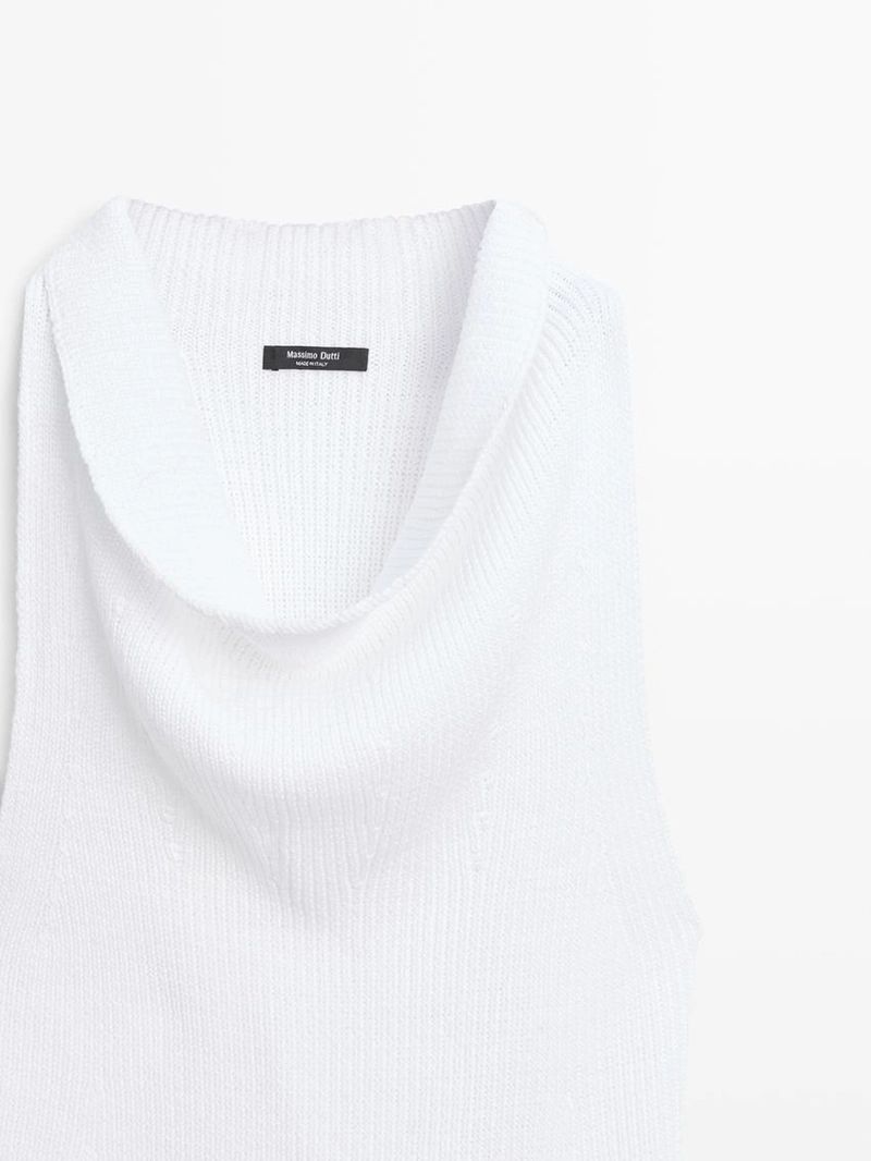 Хлопковый топ с драпированным вырезом