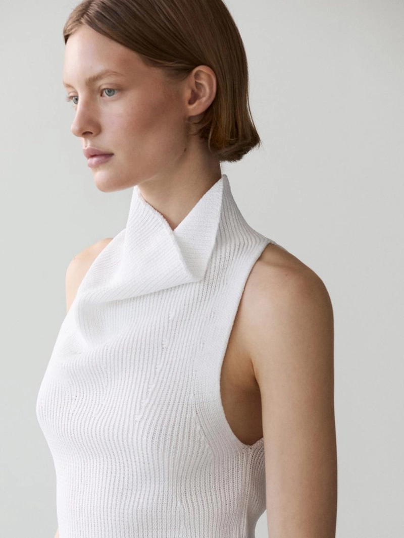 Хлопковый топ с драпированным вырезом