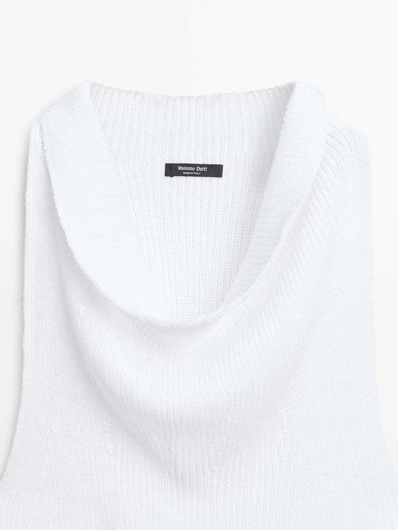 Хлопковый топ с драпированным вырезом