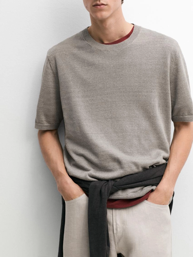 Легкая вязаная футболка из 100% льна