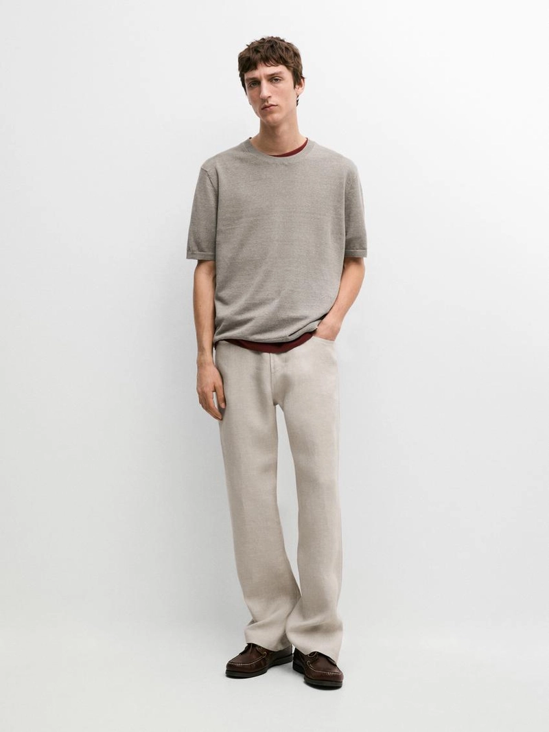 Легкая вязаная футболка из 100% льна