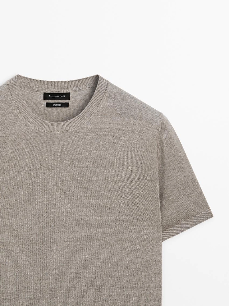 Легкая вязаная футболка из 100% льна