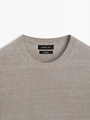 Легкая вязаная футболка из 100% льна- Заказать в России