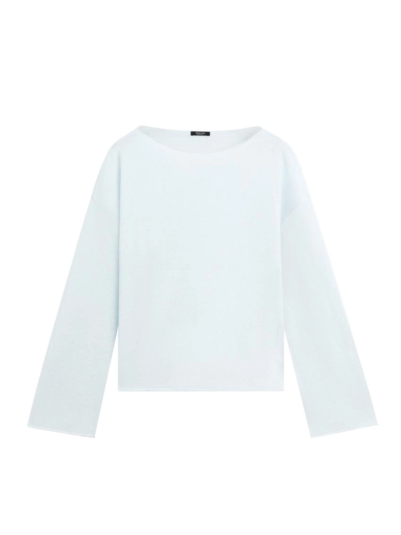 Трикотажный свитер из льна с лодочкой