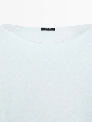 Трикотажный свитер из льна с лодочкой- Заказать в России