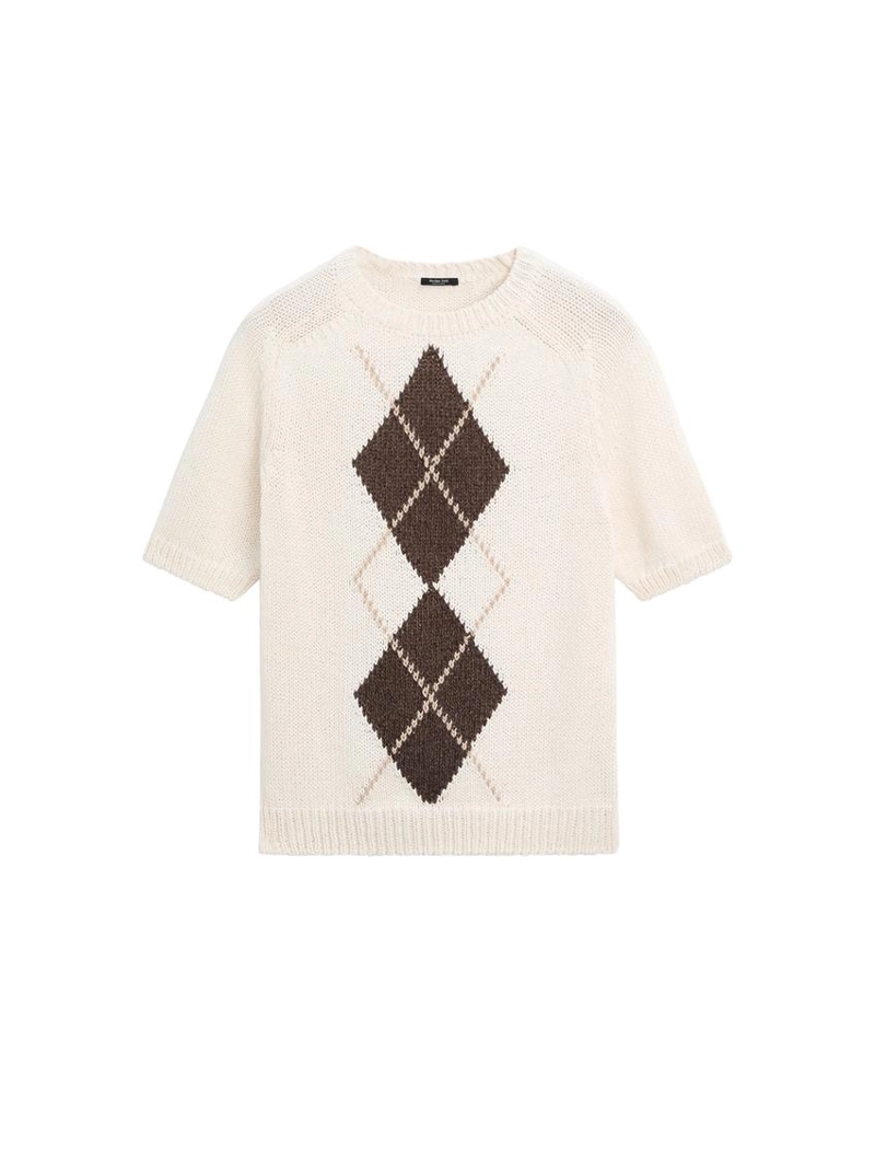 Свитер с ромбами и коротким рукавом