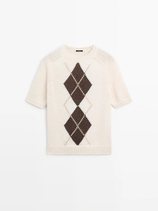 Купить Massimo Dutti Свитер с ромбами и коротким рукавом
