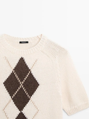 CREAM|5637/837 - Massimo Dutti Свитер с ромбами и коротким рукавом