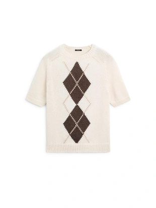 Свитер с ромбами и коротким рукавом- Заказать в России