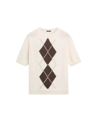 Свитер с ромбами и коротким рукавом- Заказать в России