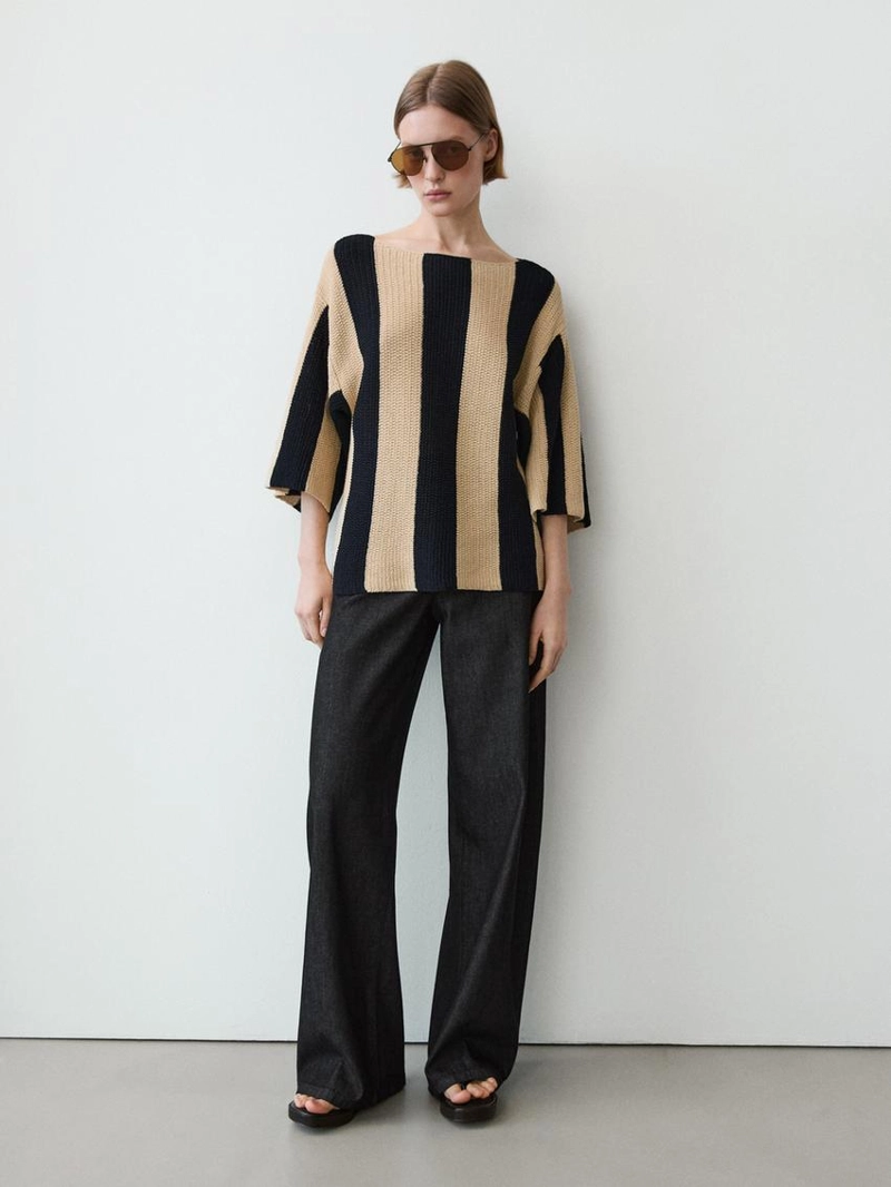 Джемпер из хлопкового трикотажа с полосками