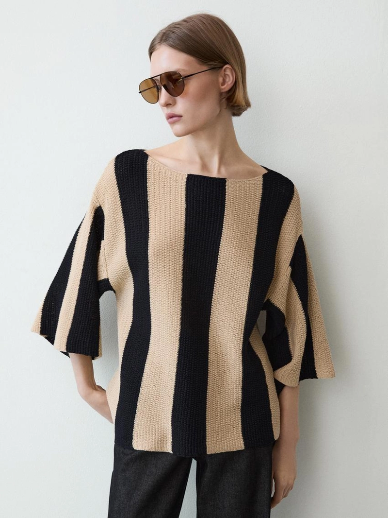 Джемпер из хлопкового трикотажа с полосками