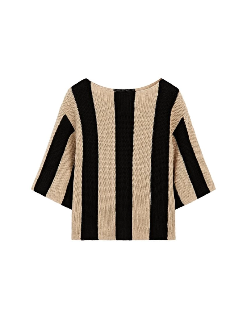 Джемпер из хлопкового трикотажа с полосками