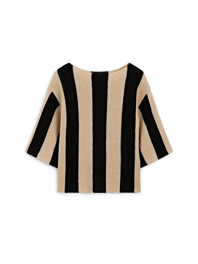 Джемпер из хлопкового трикотажа с полосками