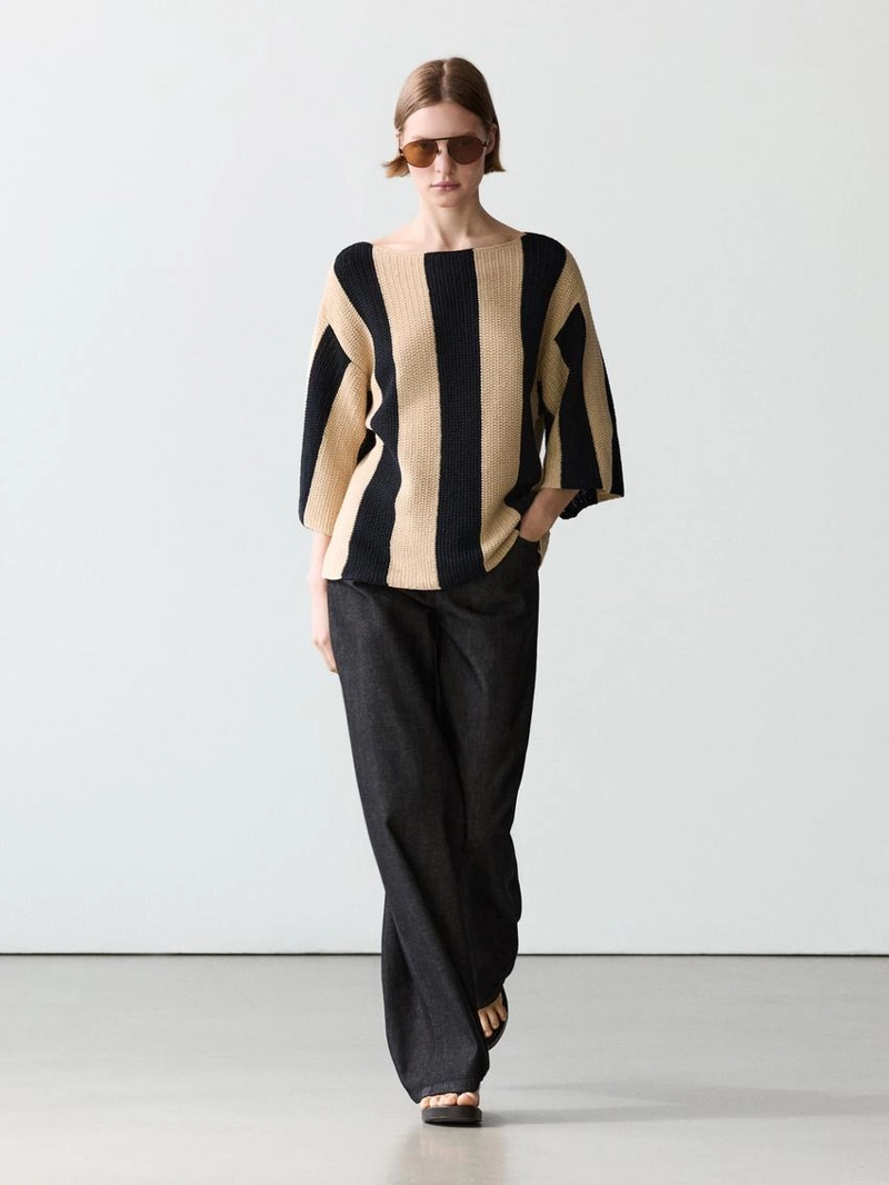 Джемпер из хлопкового трикотажа с полосками