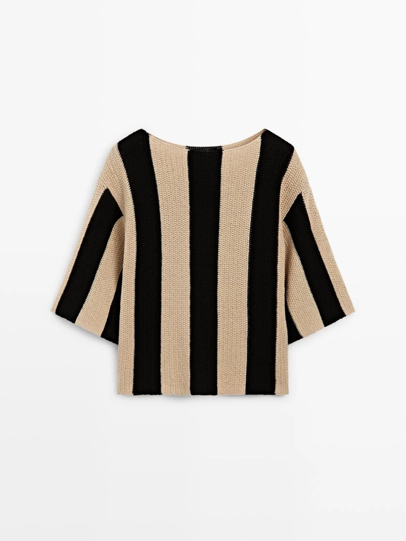 Джемпер из хлопкового трикотажа с полосками