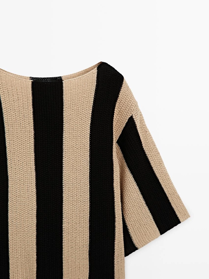 Джемпер из хлопкового трикотажа с полосками